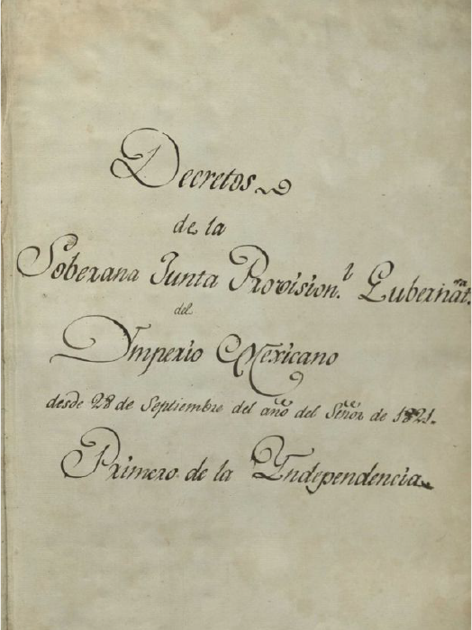 Carátula de Decretos de la Soberana Junta Provisional Gubernativa